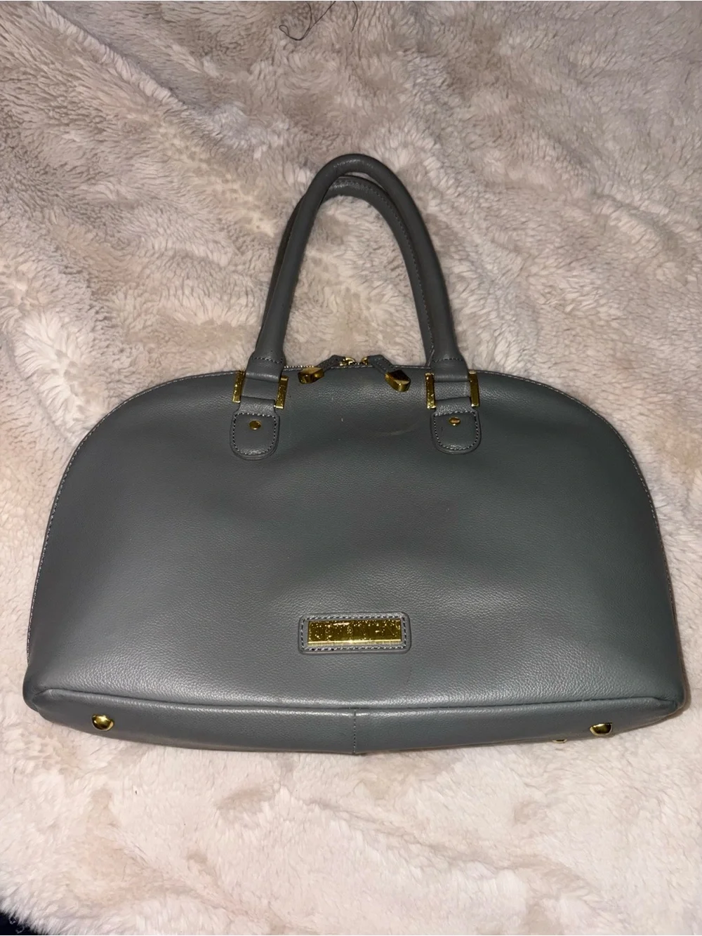 Joy & Iman Gray Satchel with Gold Hardware